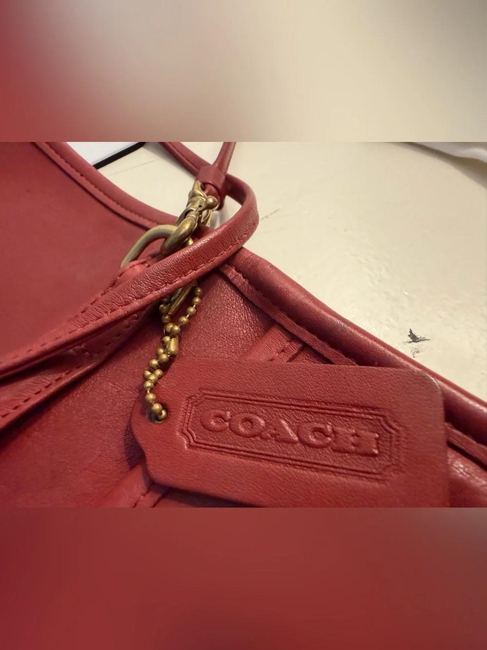 Coach highly sought vintage 9924 red “Casino Bag” leather crossbody.